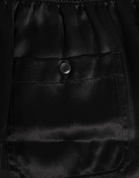 Dolce & Gabbana Black Silk Satin Elastic Men Boxer Short Swimwear